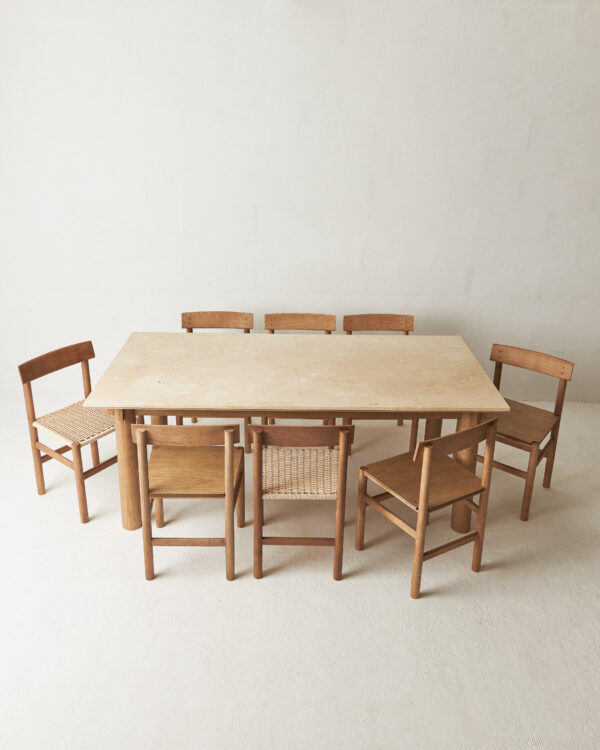 mesa comedor mármol crema y madera